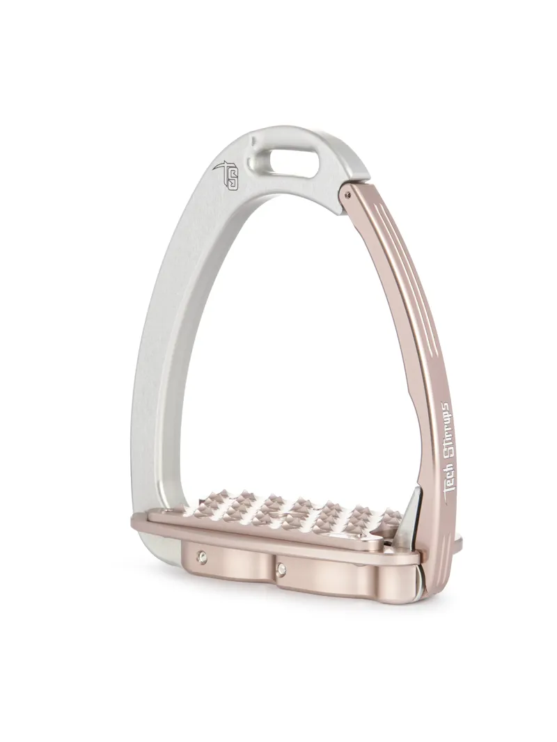 Tech Venice Flat Evo Safety Stirrups-Silver/Rose Gold